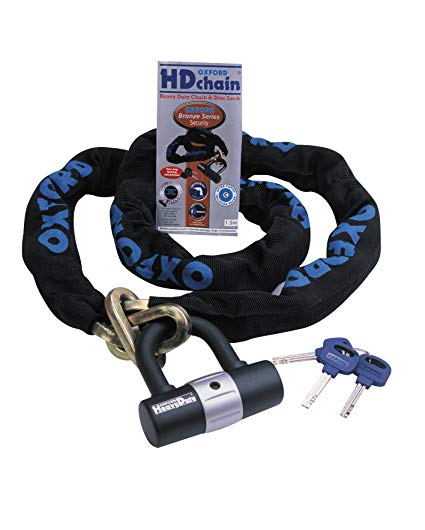 Oxford OF160 'HD Chain' 9.5mm Square Link Chain and Tough Double Locking Padlock