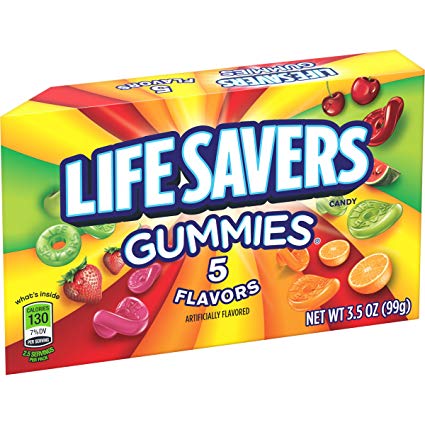 Life Savers 5 Flavors Gummies Candy Theater Box, 3.5 ounce (12 Single Packs)