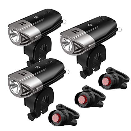 3 Set of LED Bike Light, TaoTronics Bicycle Light, 700 Lumes Powerful Bike Headlight, USB Rechargeable, IP65 Waterproof, Versatile Usage Flashlight, Bike Front Light
